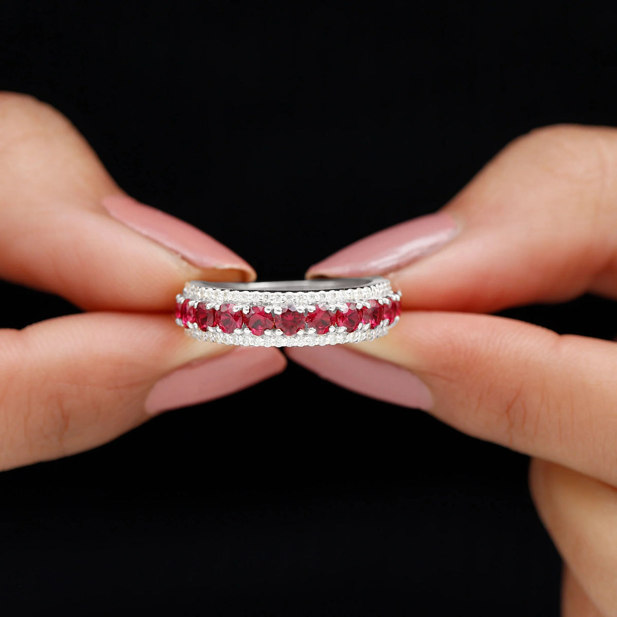 14K White Gold Anniversary Ring with Diamond Accent Q37860