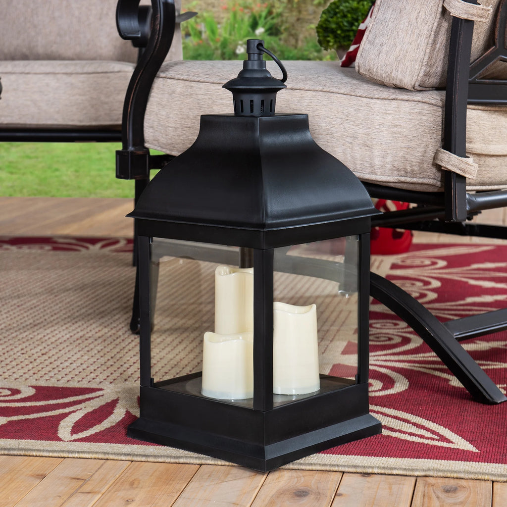 20" Waterproof Hanging LED Candle Lantern with 3 Flameless Candles M41428