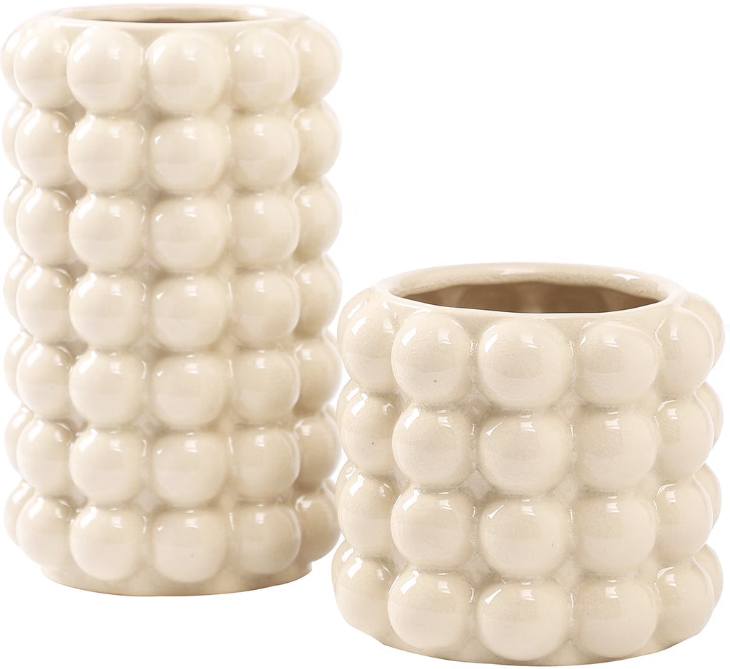 White Ceramic Vases, Set of 2 B596560