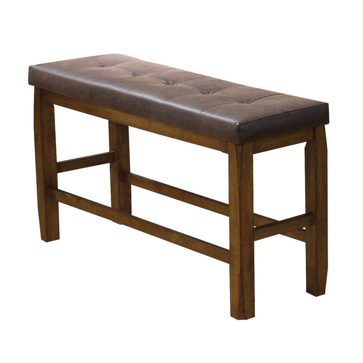Brown PU & Oak Counter Height Bench with Storage W9207