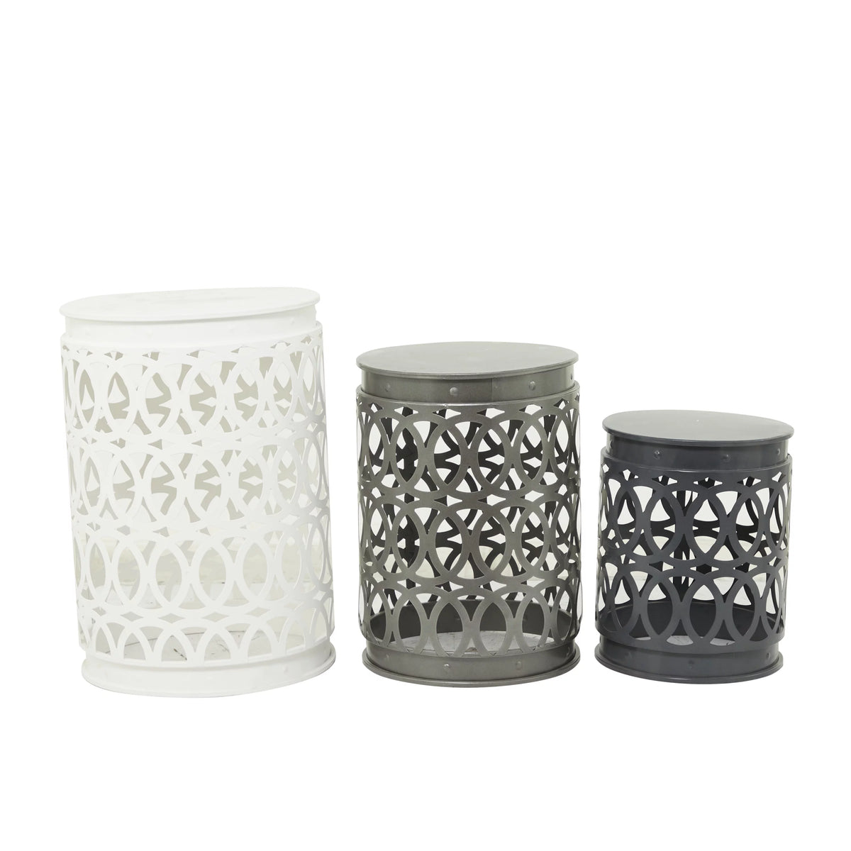 16" x 23" Multi Colored Metal Nesting Accent Table, 3-Pieces R1219