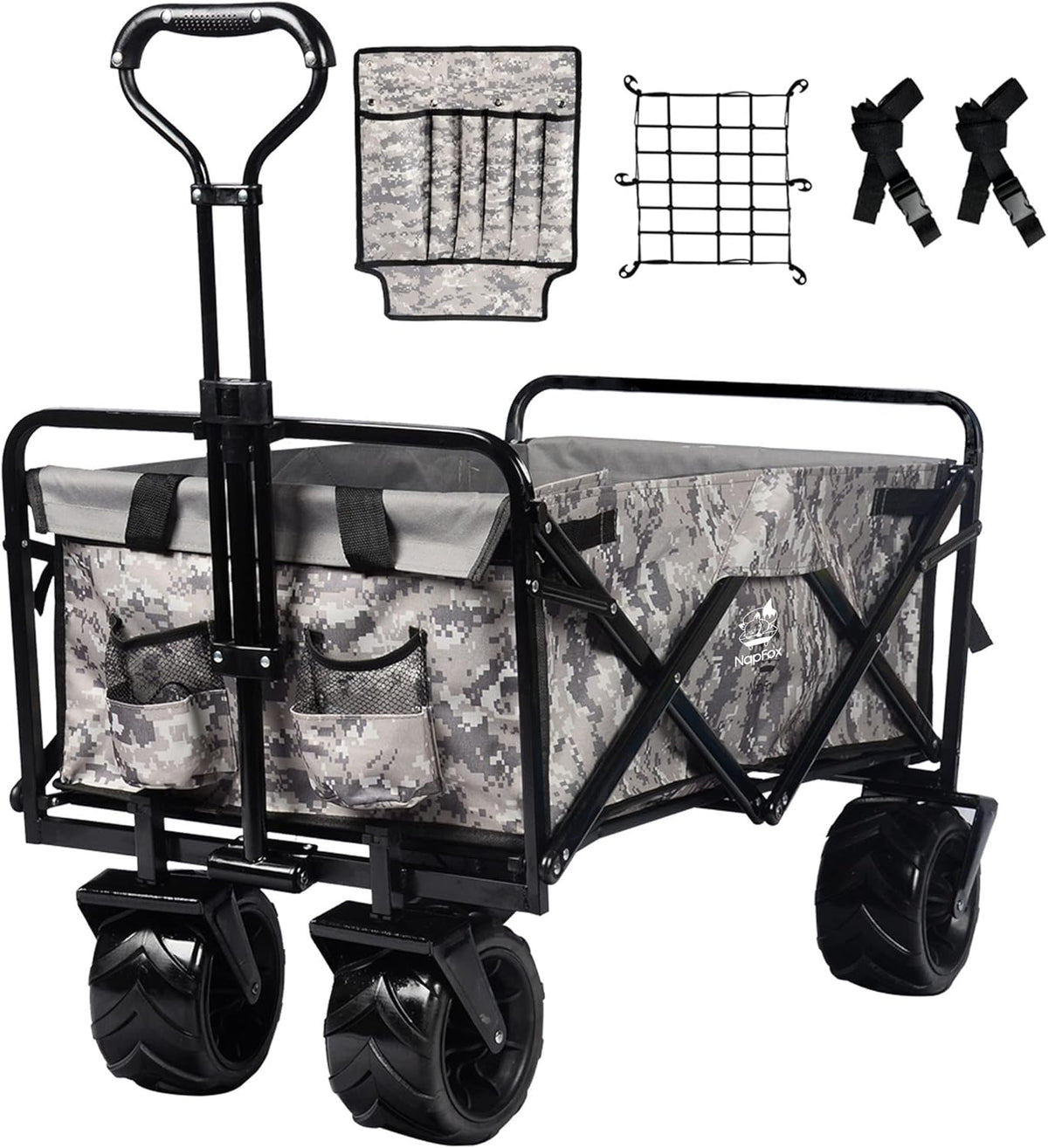 Heavy Duty Foldable Beach Cart with All-Terrain Wheels and Cargo Net L159145