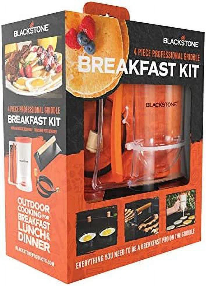4 Piece Griddle Breakfast Kit with Batter Dispenser, Bacon Press, Egg Rings I4999