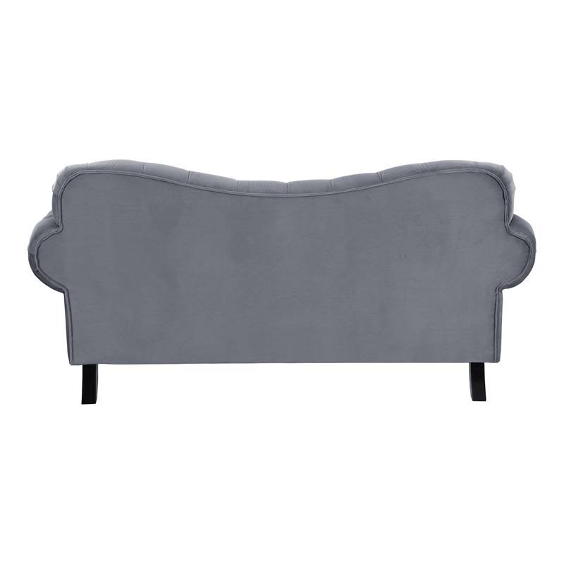 Dark Gray Velvet Loveseat with Nailhead T605
