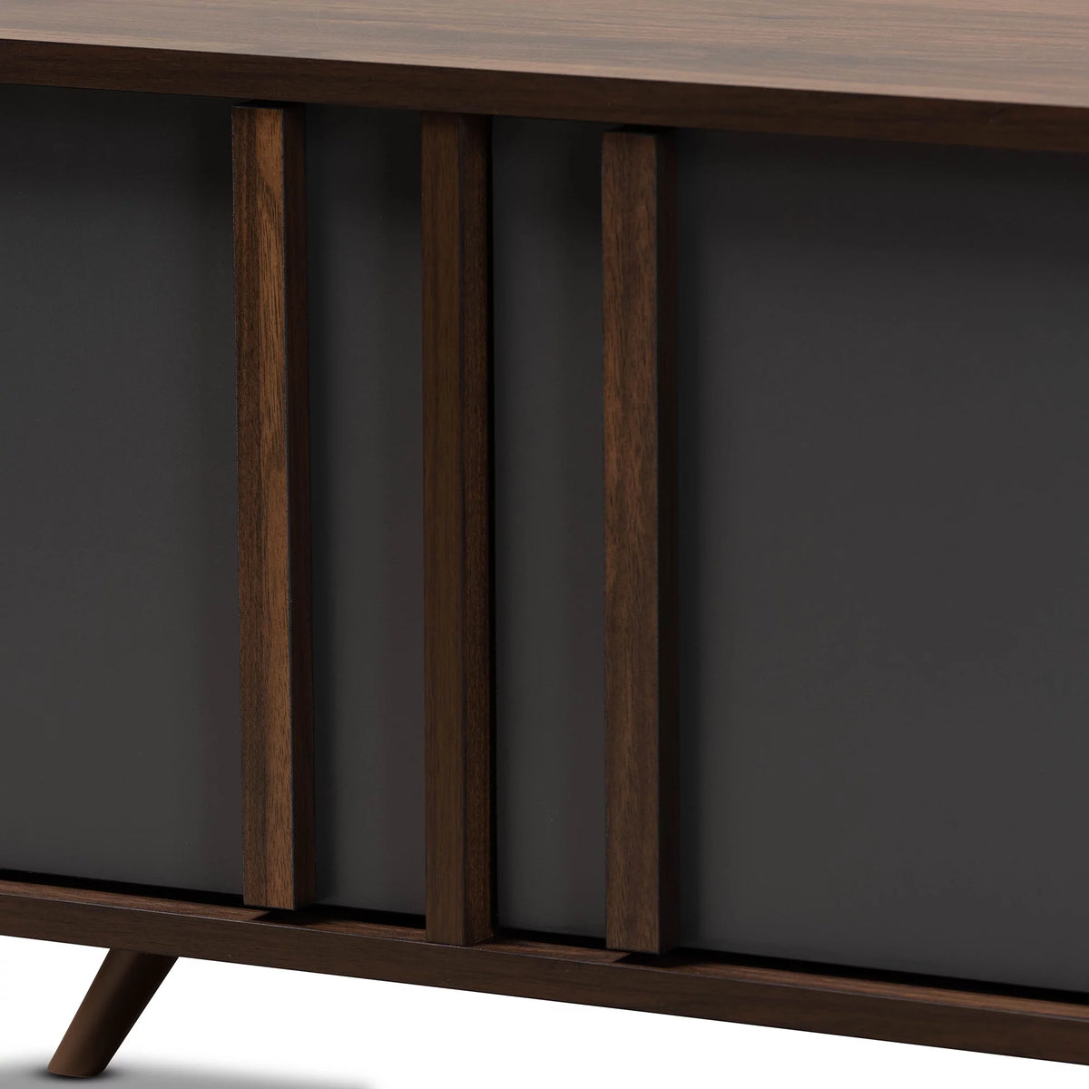 Grey and Walnut Wood 2-Door TV Stand R788886