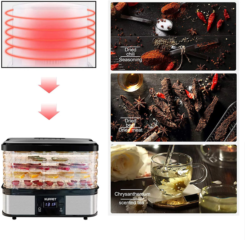 Electric Food Dehydrator with Adjustable Thermostat, 5-Tray R584366