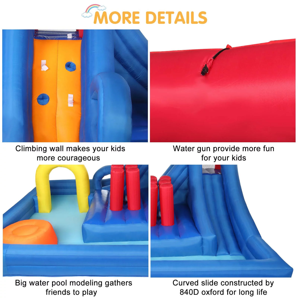 Inflatable Bounce House Castle with 2 Water Slide Pool F95217