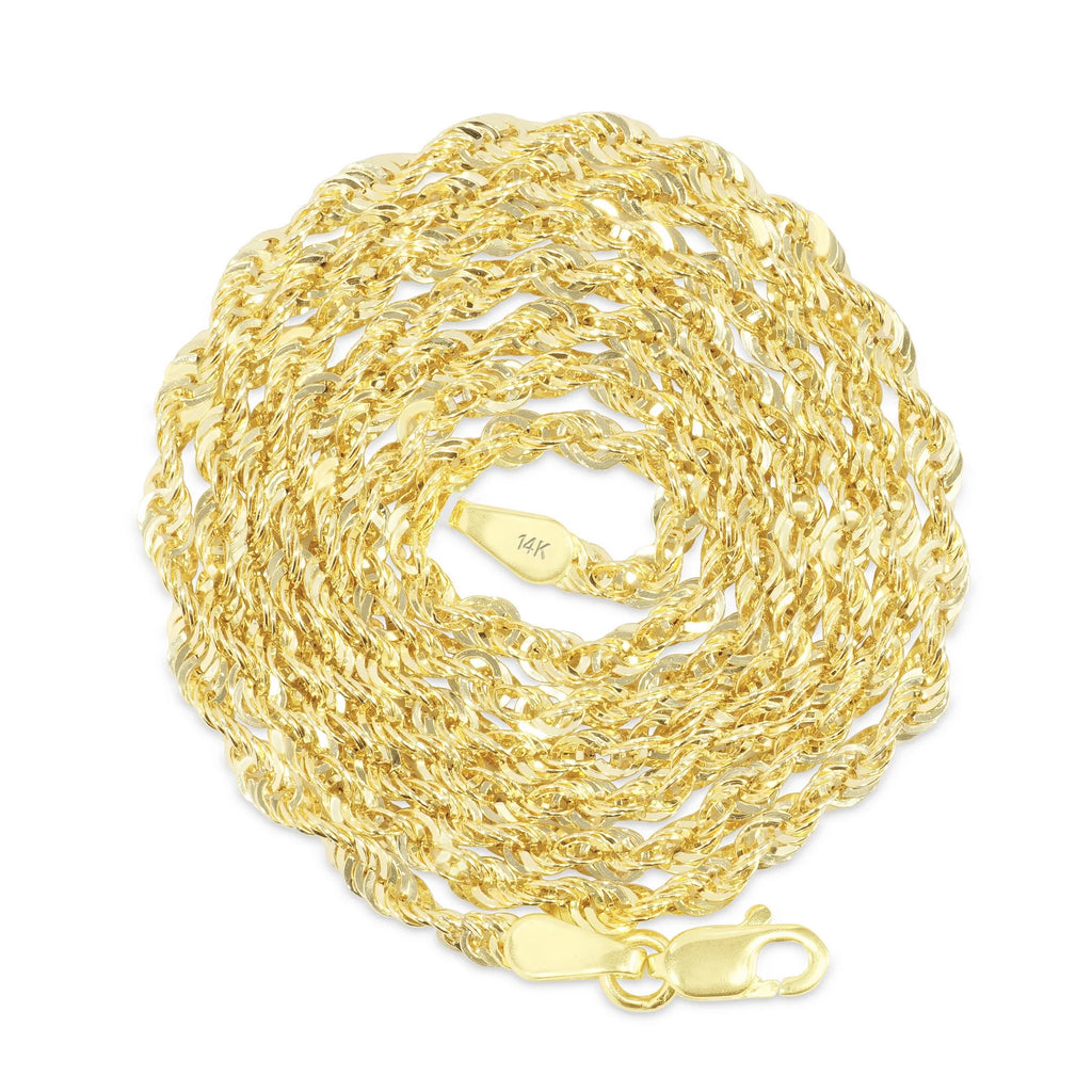 14k Yellow Gold 2.5mm Rope Chain Necklace L193854