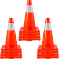 12 Pack 18" Orange Traffic Cones with Reflective Collars PVC Base O60720