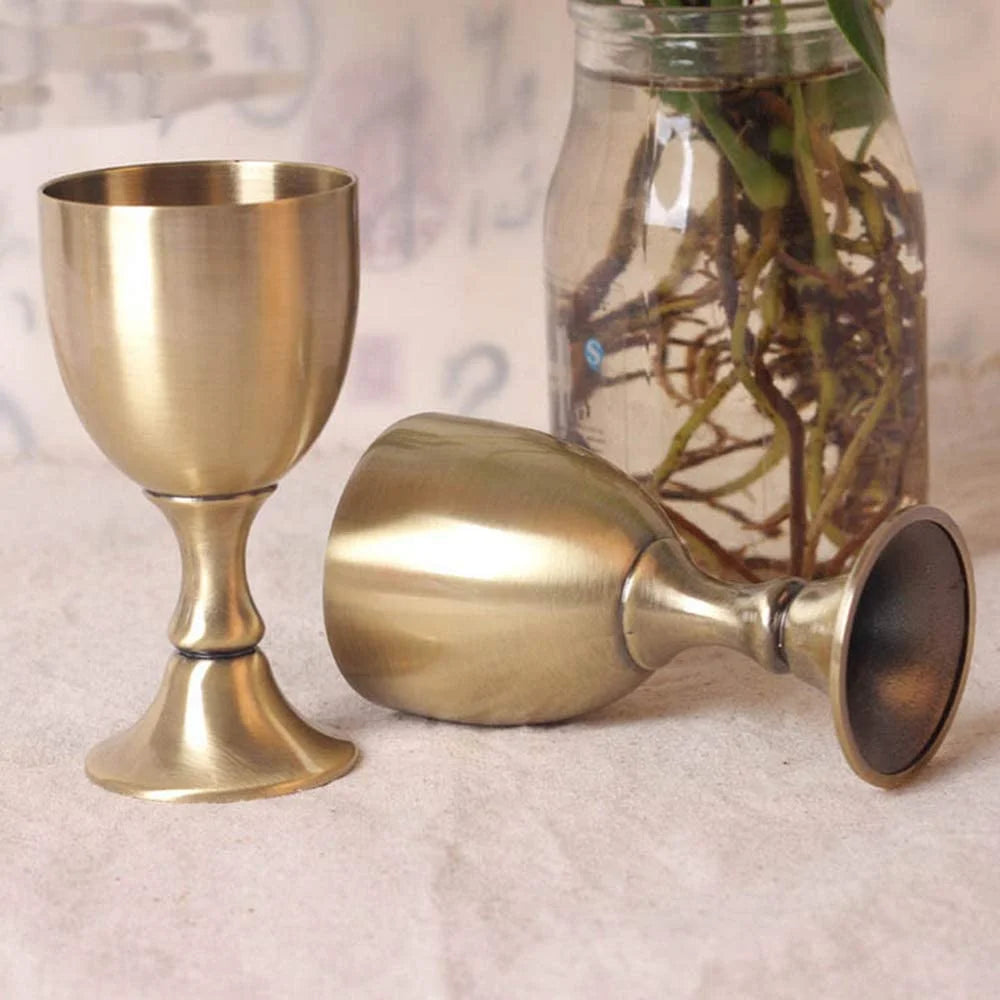 Gold Chalice Cup Wine Brass Goblet 3.5 oz Copper Wine Glasses G7594