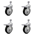 5 inch Black Polyurethane Swivel Stem Caster Set with Total Lock Brake D55197