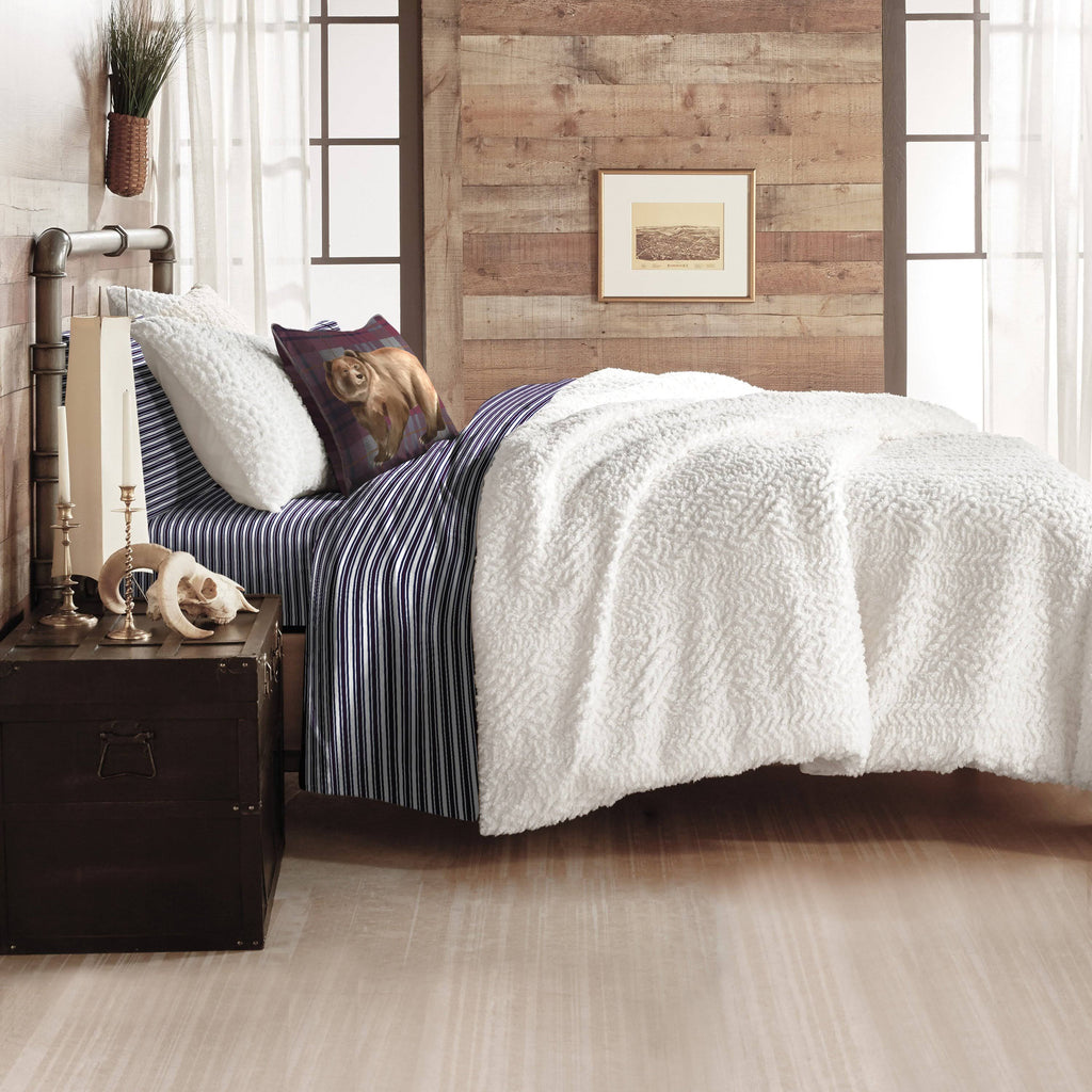 White Twin Sherpa Comforter Set J86473