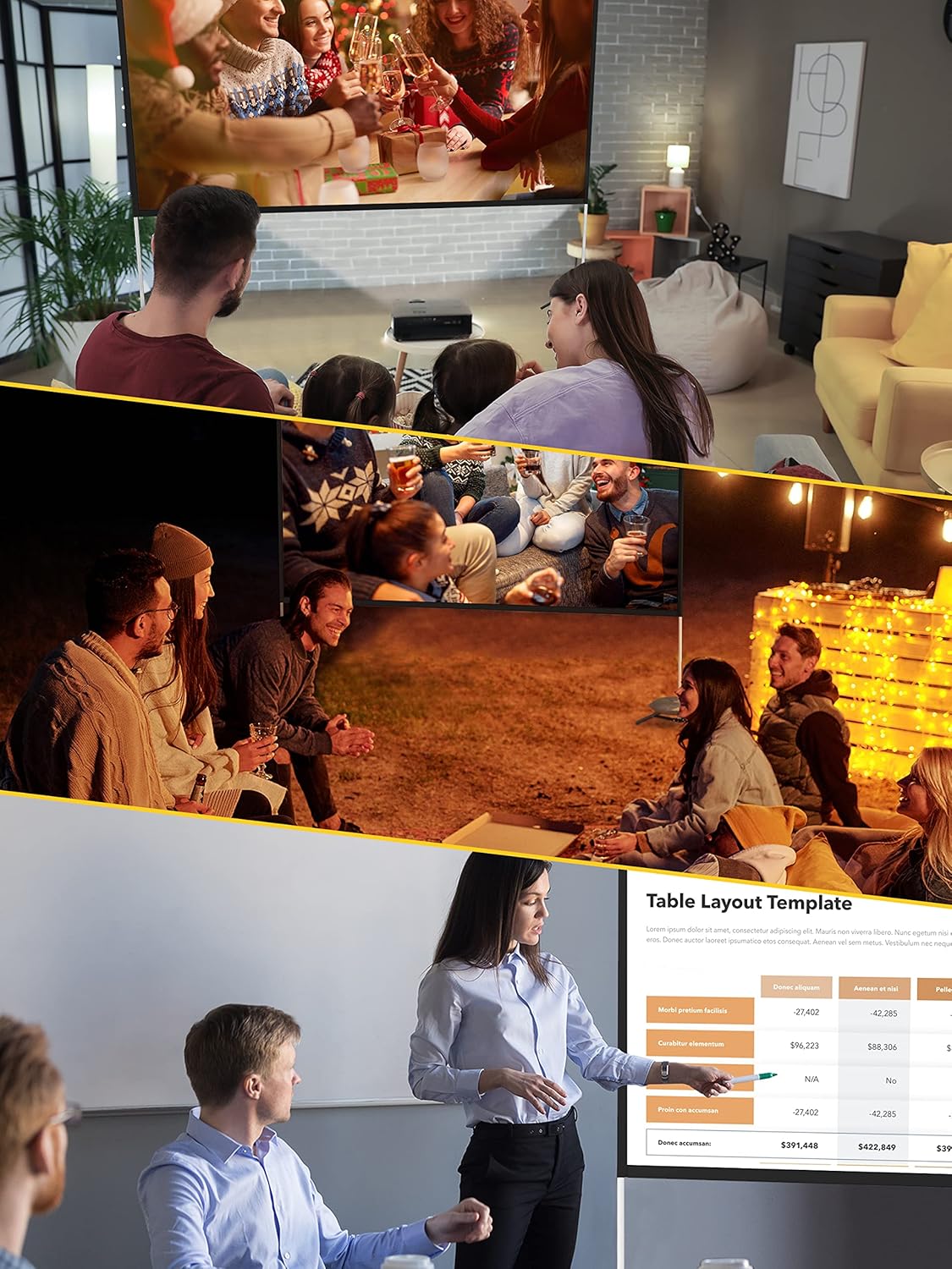 120 Inch 16:9 Portable Projector Screen with Stand and Carry Bag G8170