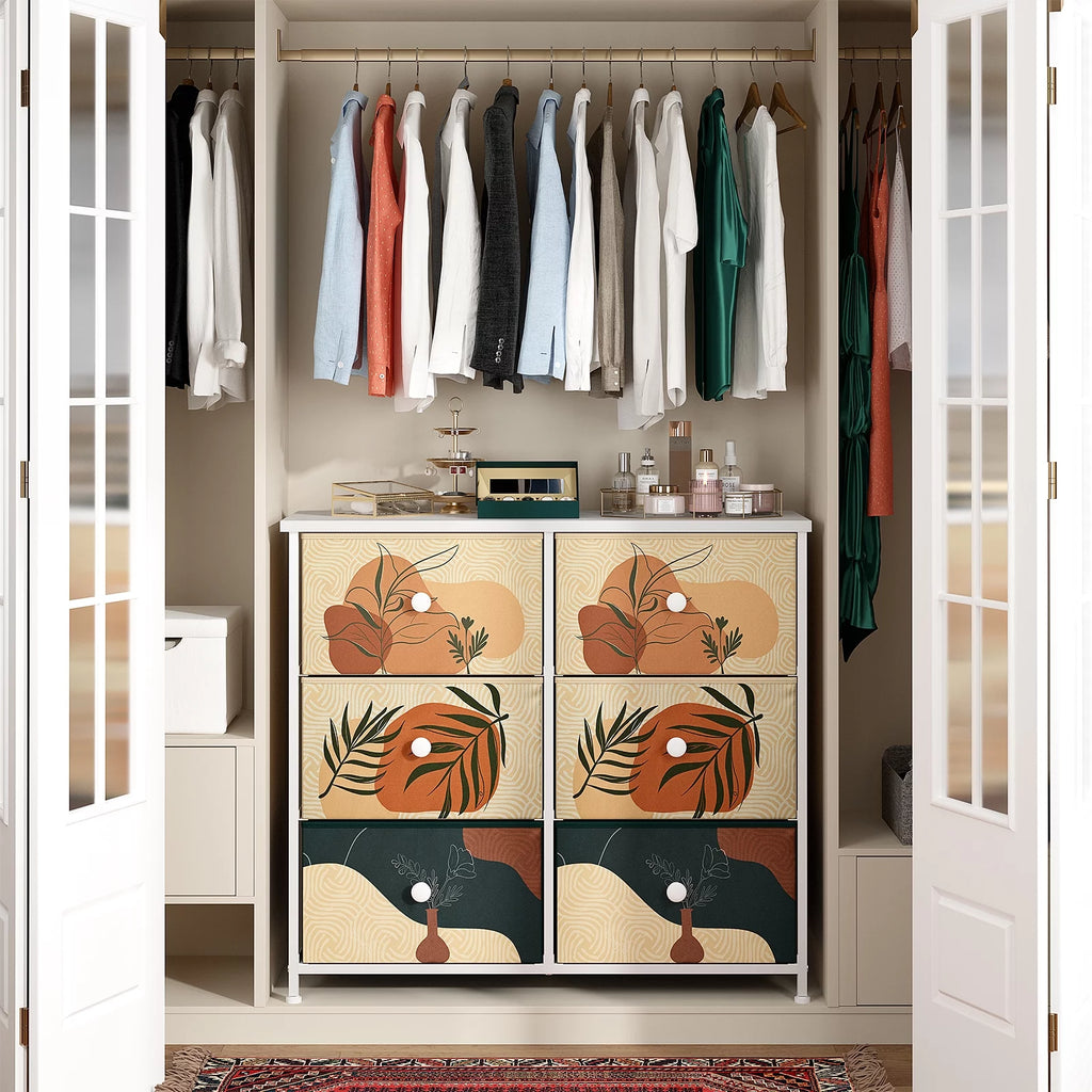 9 Drawer Dresser with Fabric Drawers & Wooden Top S239