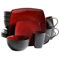 Red 16-Piece Square Dinnerware Set J63842