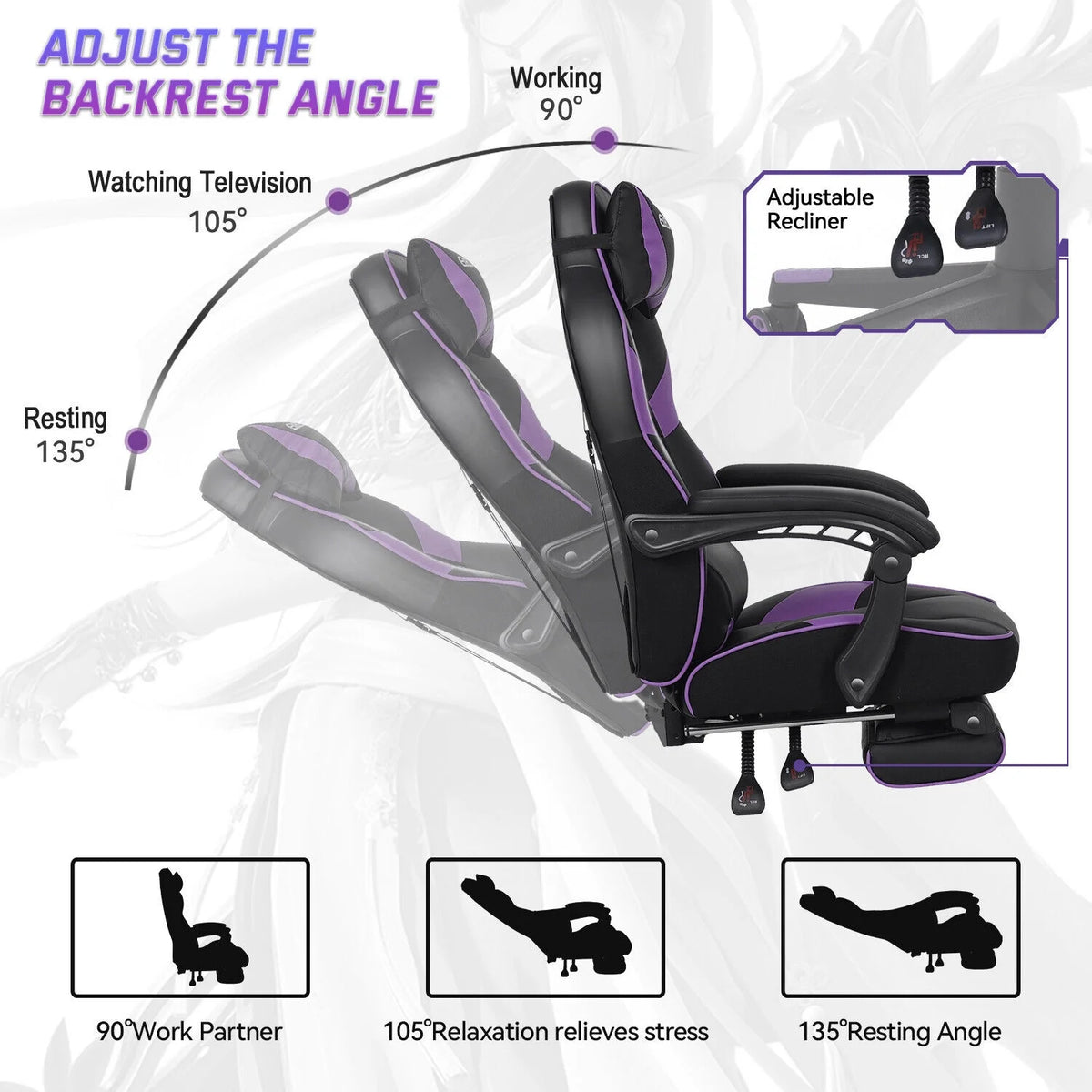 Purple Massage Gaming Chair C569