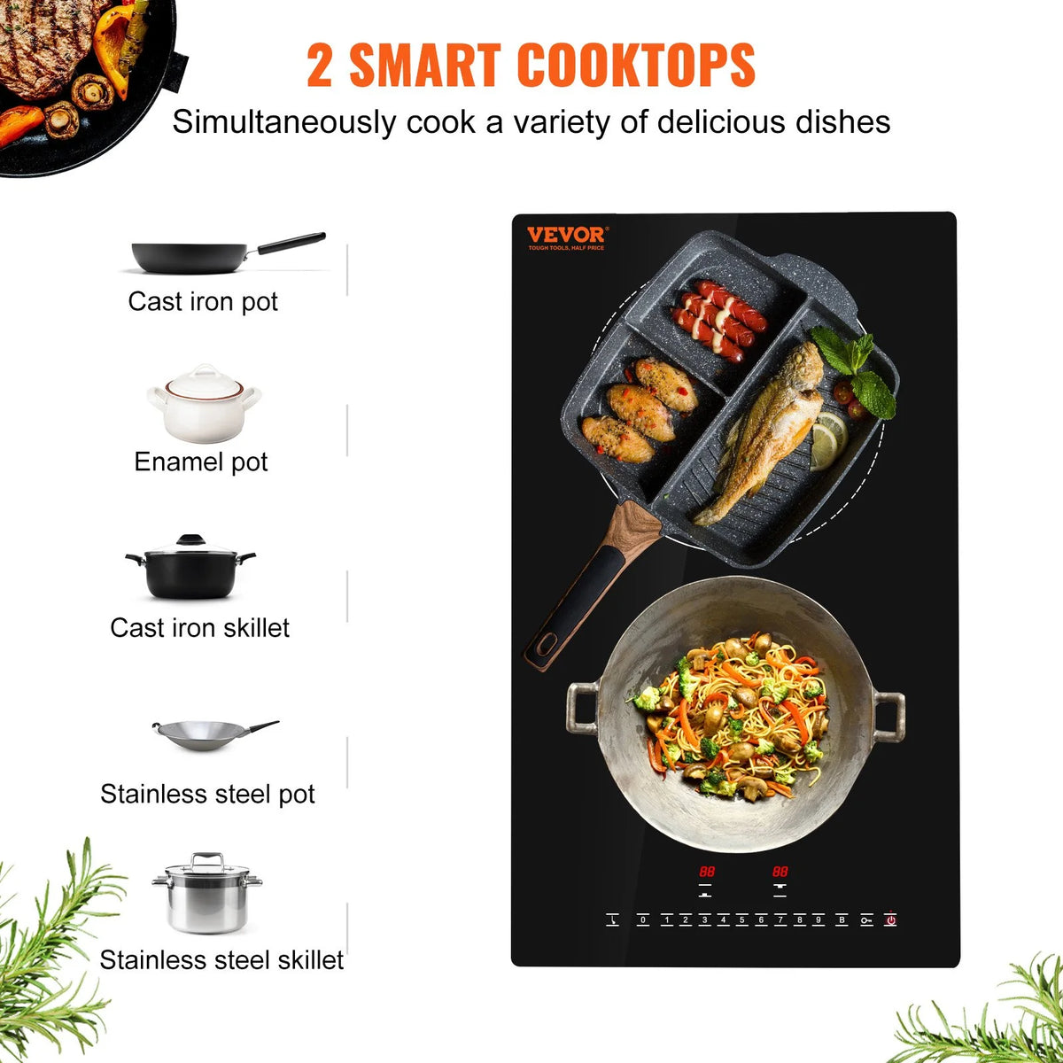 12'' 2 Burner Electric Induction Cooktop A3468