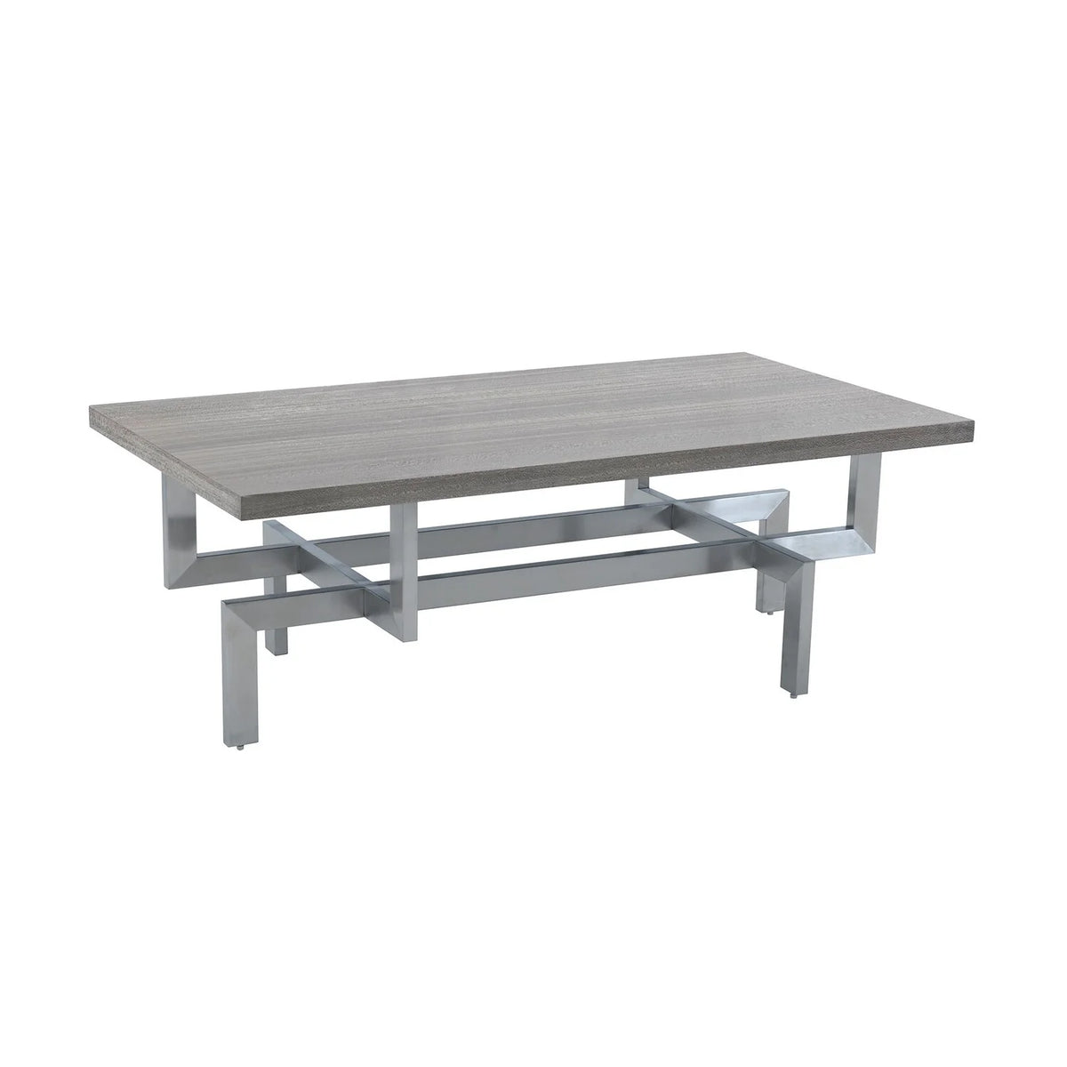 Gray Wood Coffee Table with Stainless Steel Base V956017