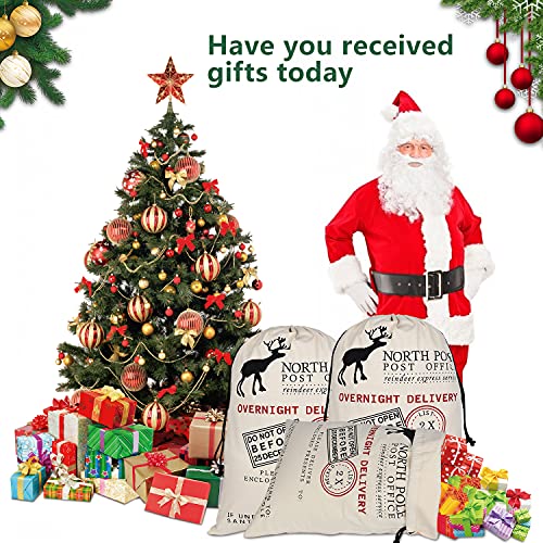 6 Pack Large Canvas Cotton Christmas Bags with Drawstrings Y5568