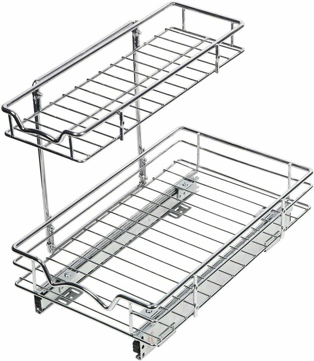 Silver Two Tier Sliding Under Cabinet Organizer A916