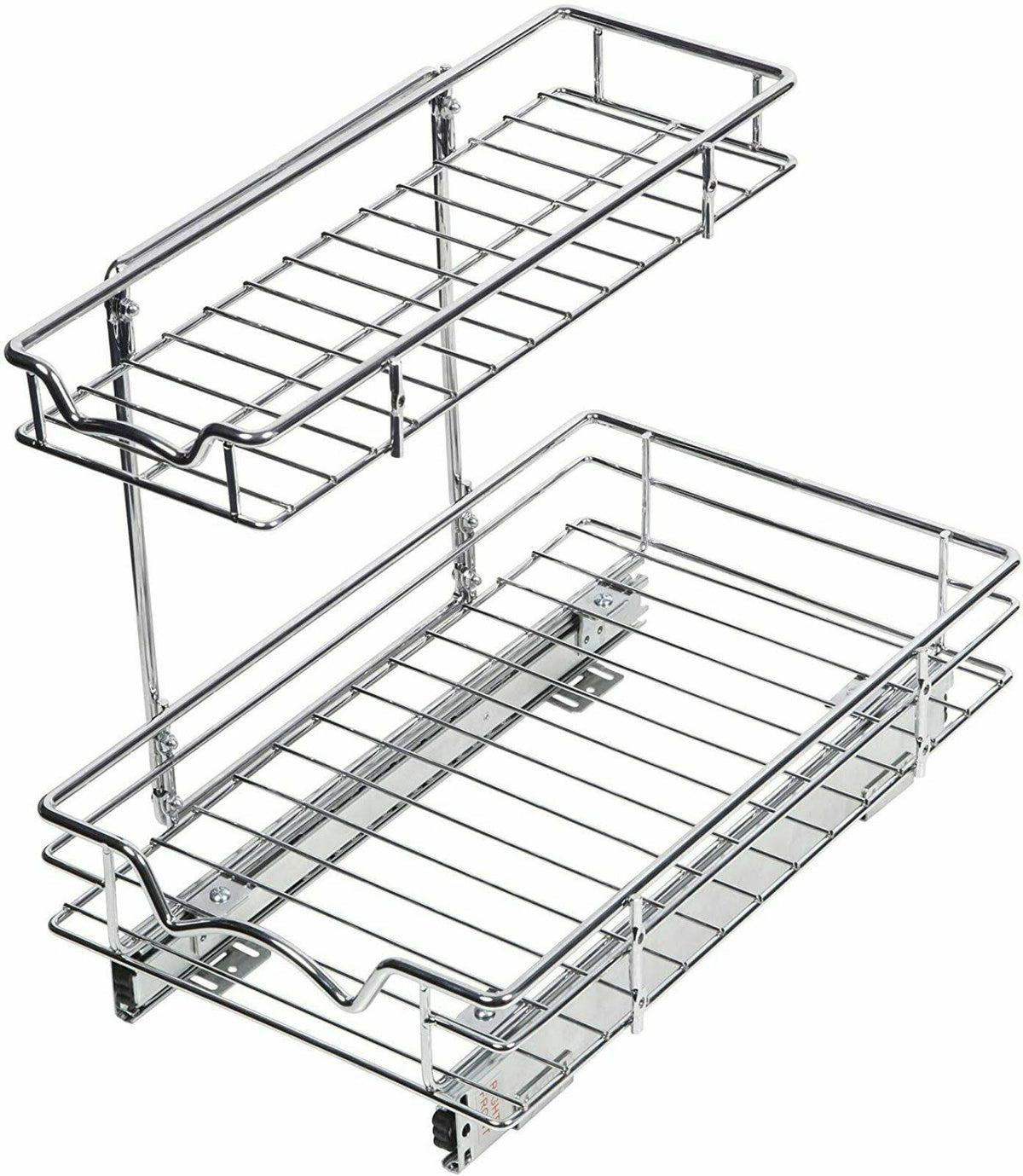 Silver Two Tier Sliding Under Cabinet Organizer A916