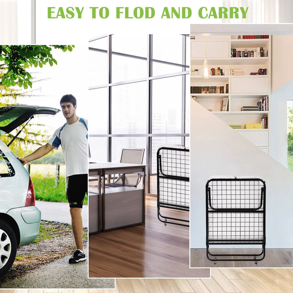 Folding Guest Bed with 4 inch Mattress Twin Size K79333