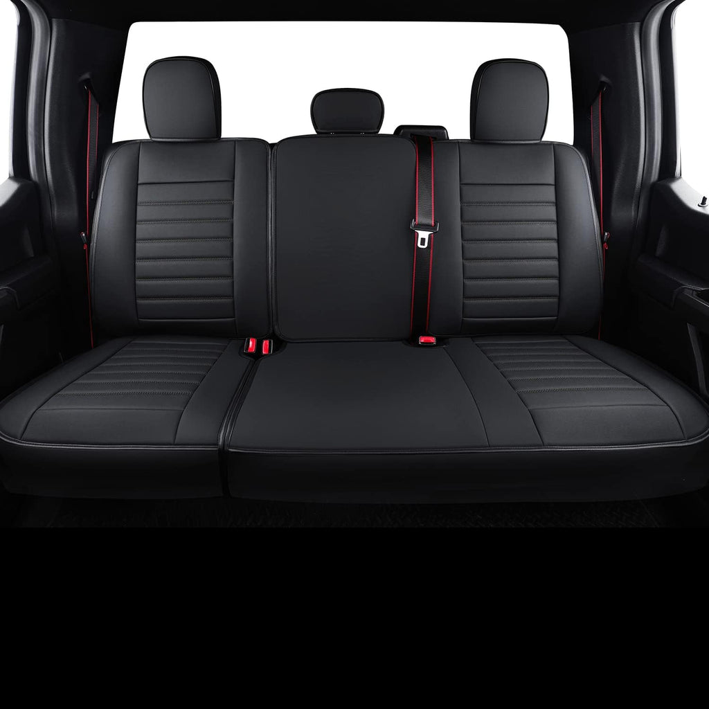 F150 Crew Cab Faux Leather Seat Covers Black & Red O6118
