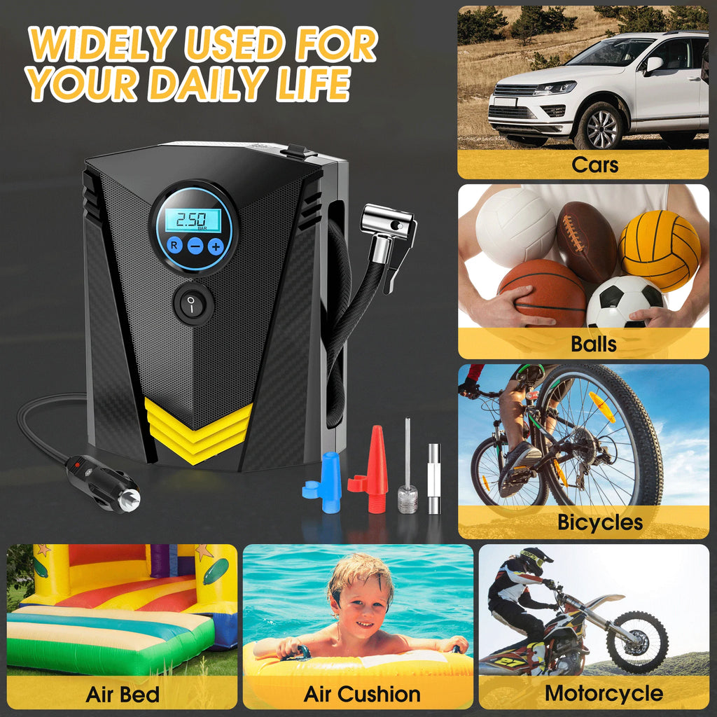 Portable 12V DC 150PSI Air Compressor Tire Inflator with LED Light Gauge R40752