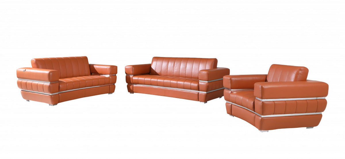 Camel Italian Leather Six Person Seating Set B331503