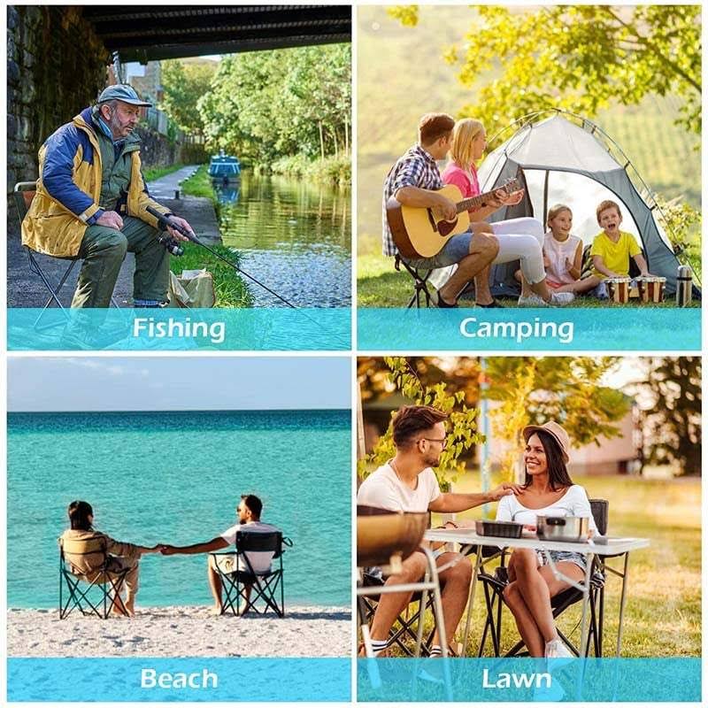 Turquoise Folding Camping Canopy Chair with Cup Holder Cooler L9564