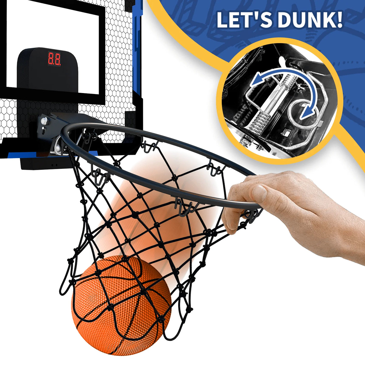 Mini Basketball Hoop with Electronic Scorer and Breakaway Rim W9926