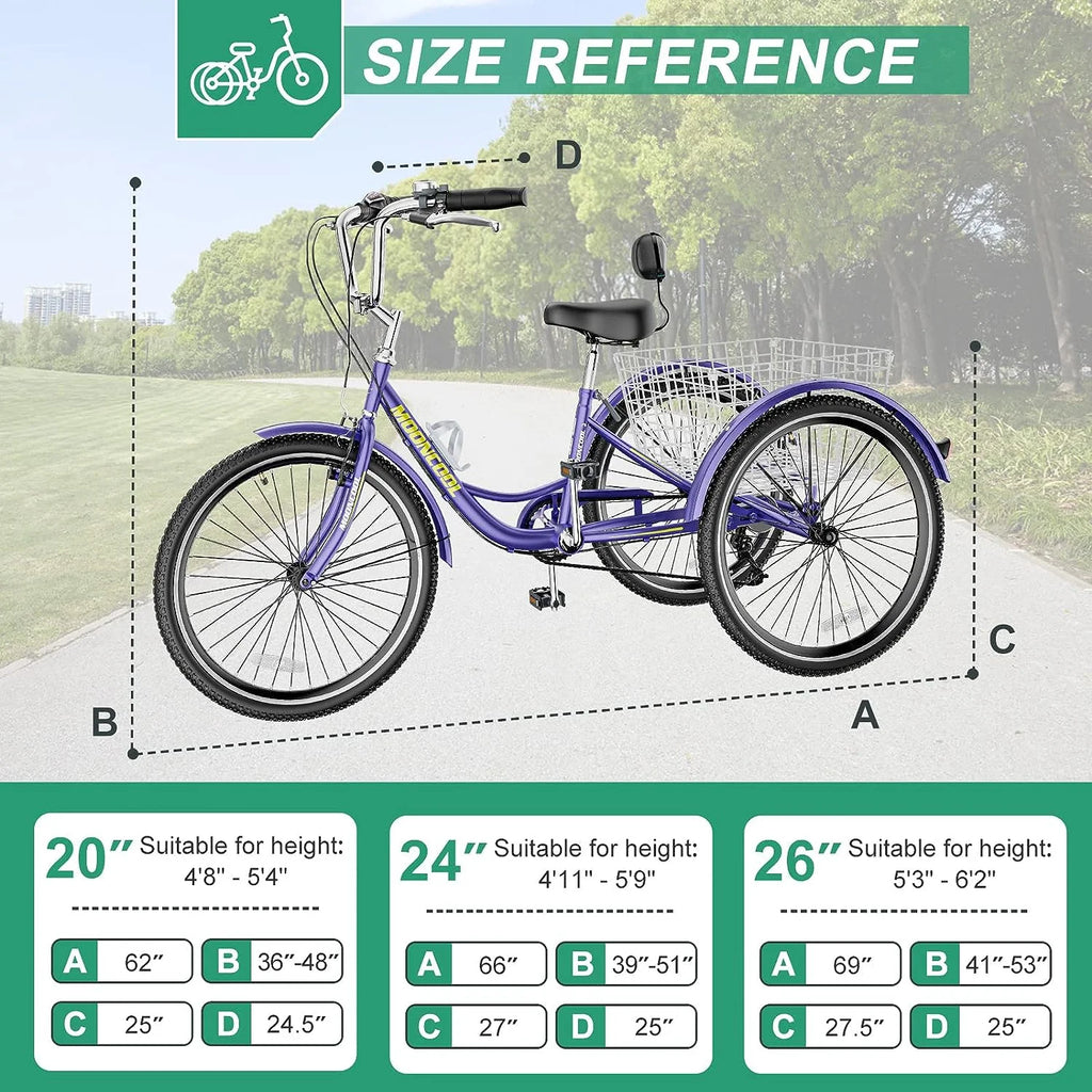 Purple Adult Tricycles with Removable Shopping Basket I26699