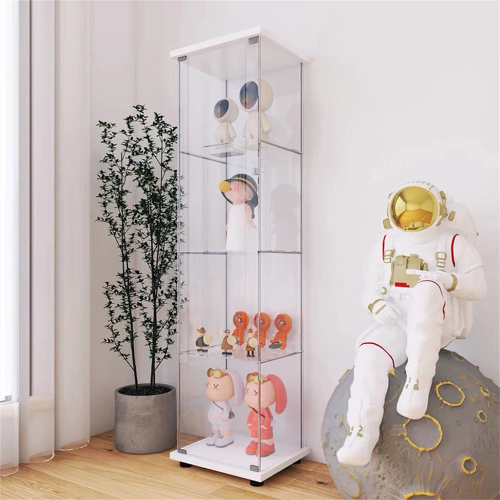 White One Door Glass Display Cabinet with 4 Shelves N283