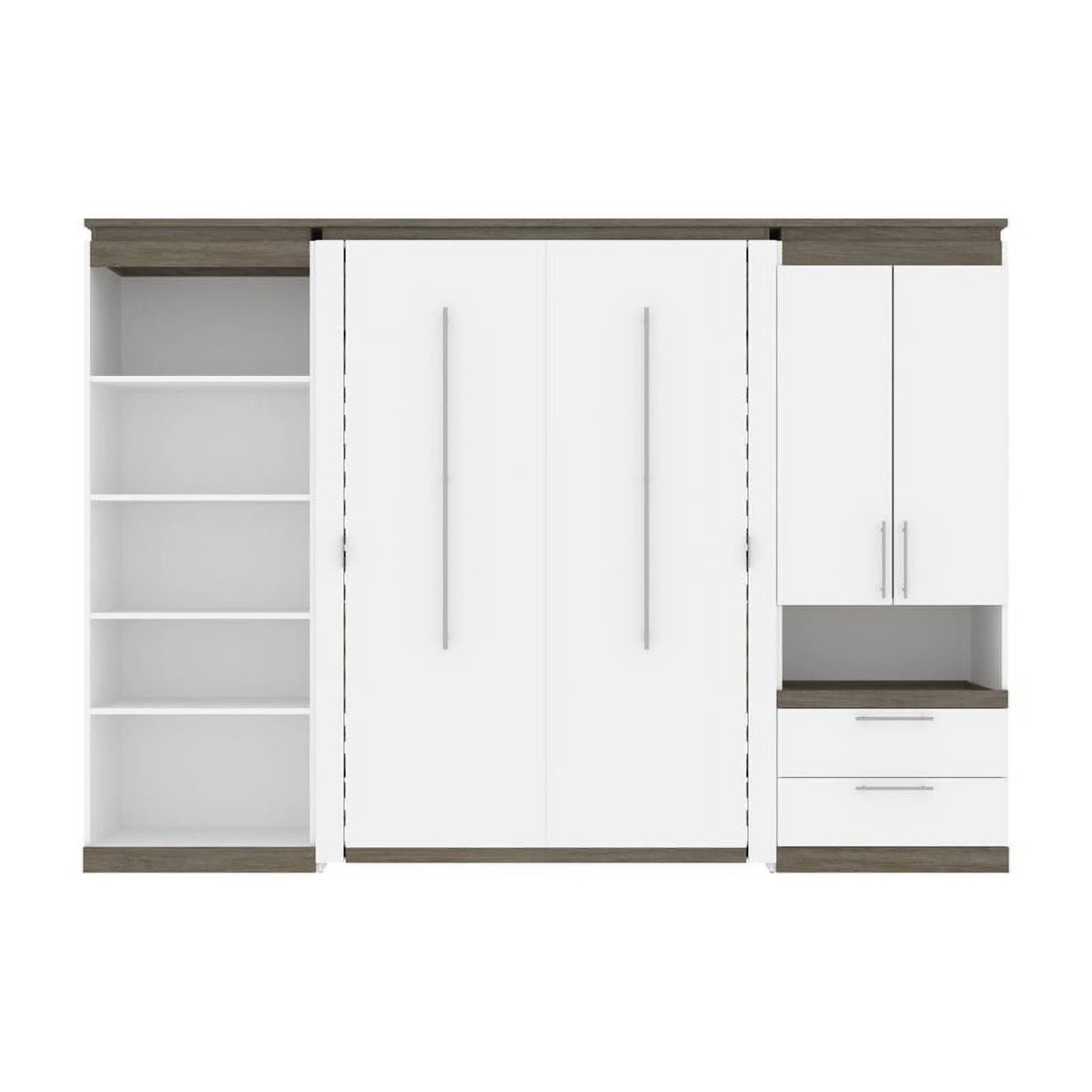 White Full Murphy Bed with Storage I602876