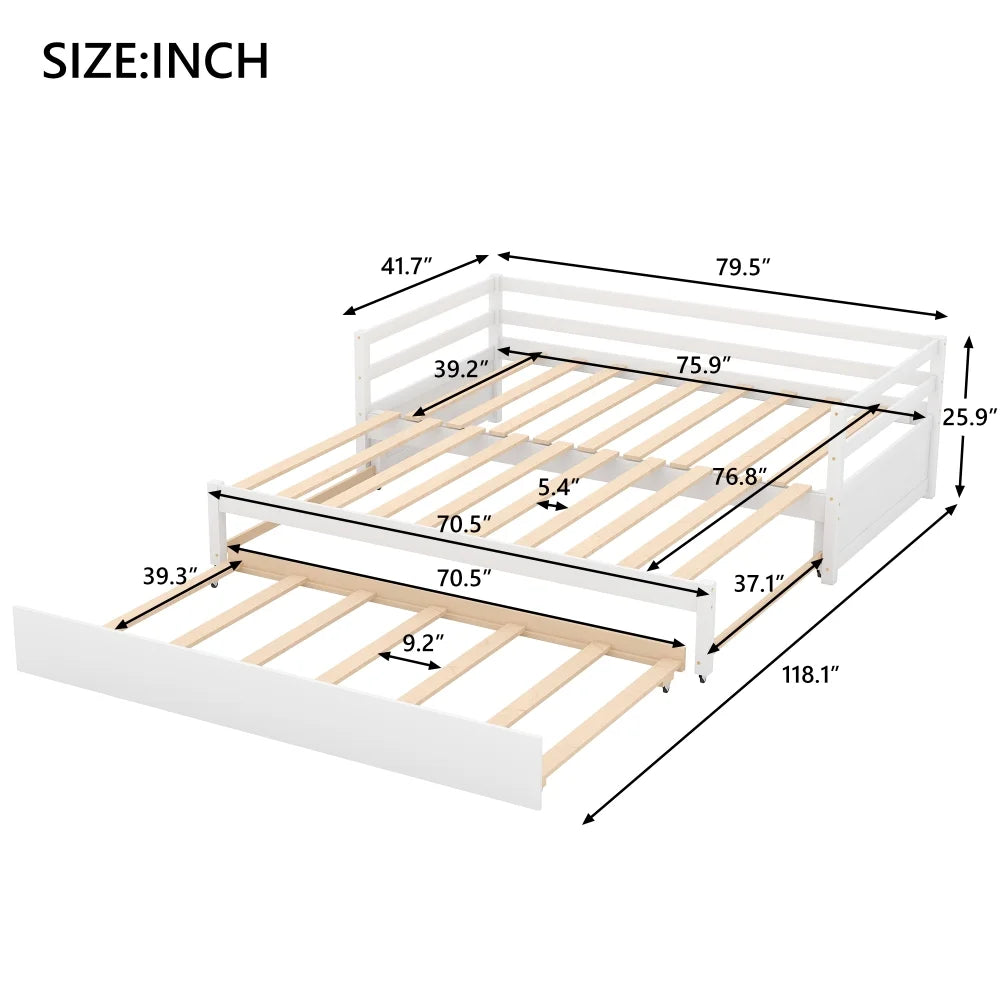 White Twin Daybed with Trundle Q740
