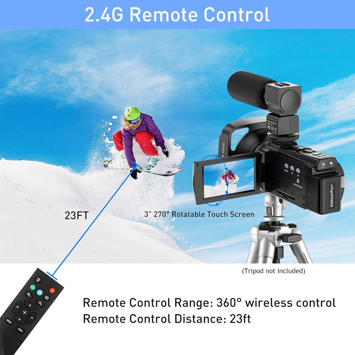 4K 48MP Ultra HD WiFi Digital Camera Camcorder with Microphone R440179