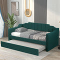 Green Fabric Upholstered Wooden Daybed with Trundle G6148