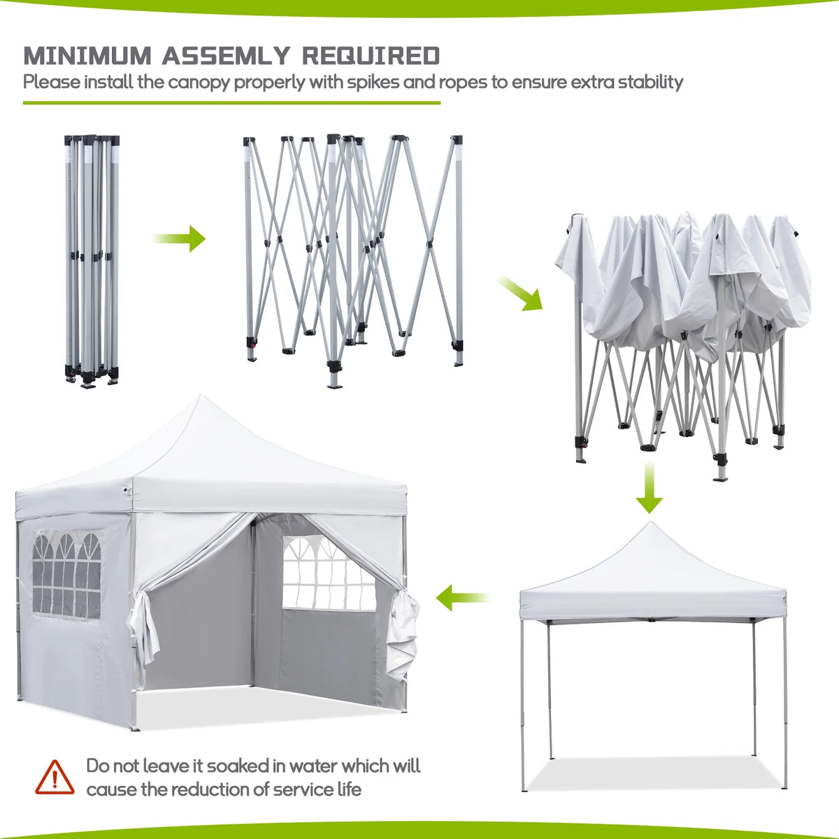 10' x 10' Pop up Canopy Tent with 4 Side Panels, White P954