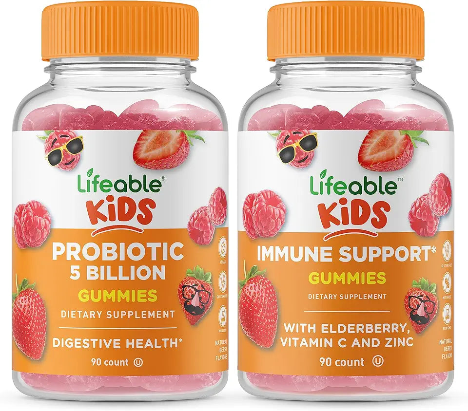 Probiotics 5 Billion Kids Gummies Bundle Chewable Gluten Free GMO Free Vitamin Supplement V388717