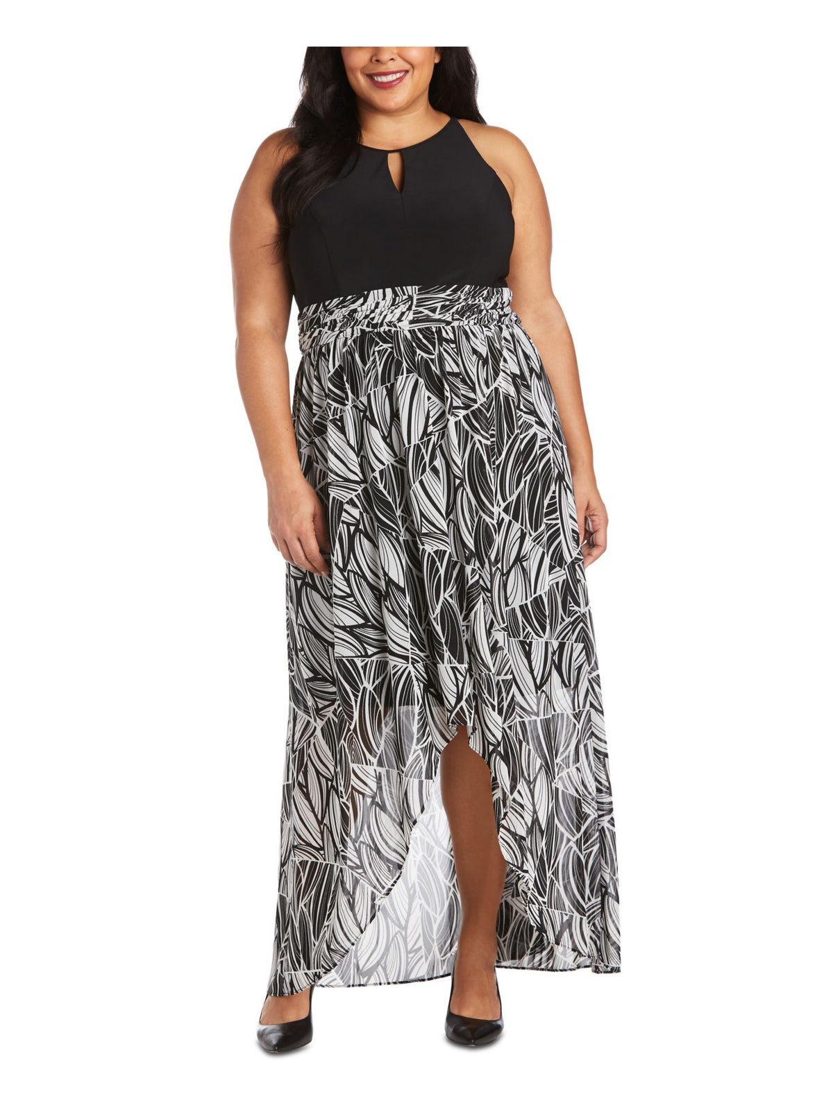 Black Printed Sleeveless Keyhole Maxi Dress Plus 16W D31810