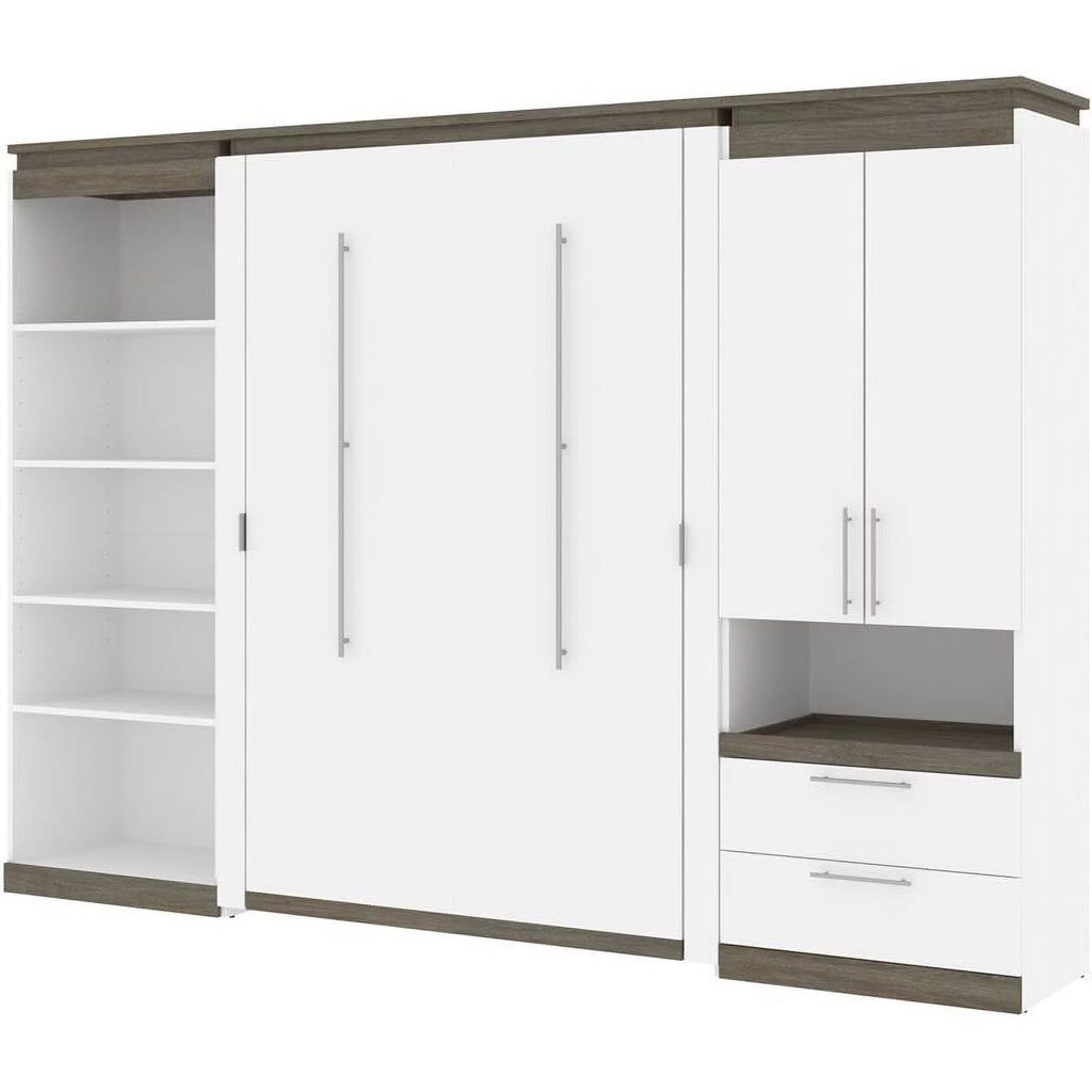 White Full Murphy Bed with Storage I602876