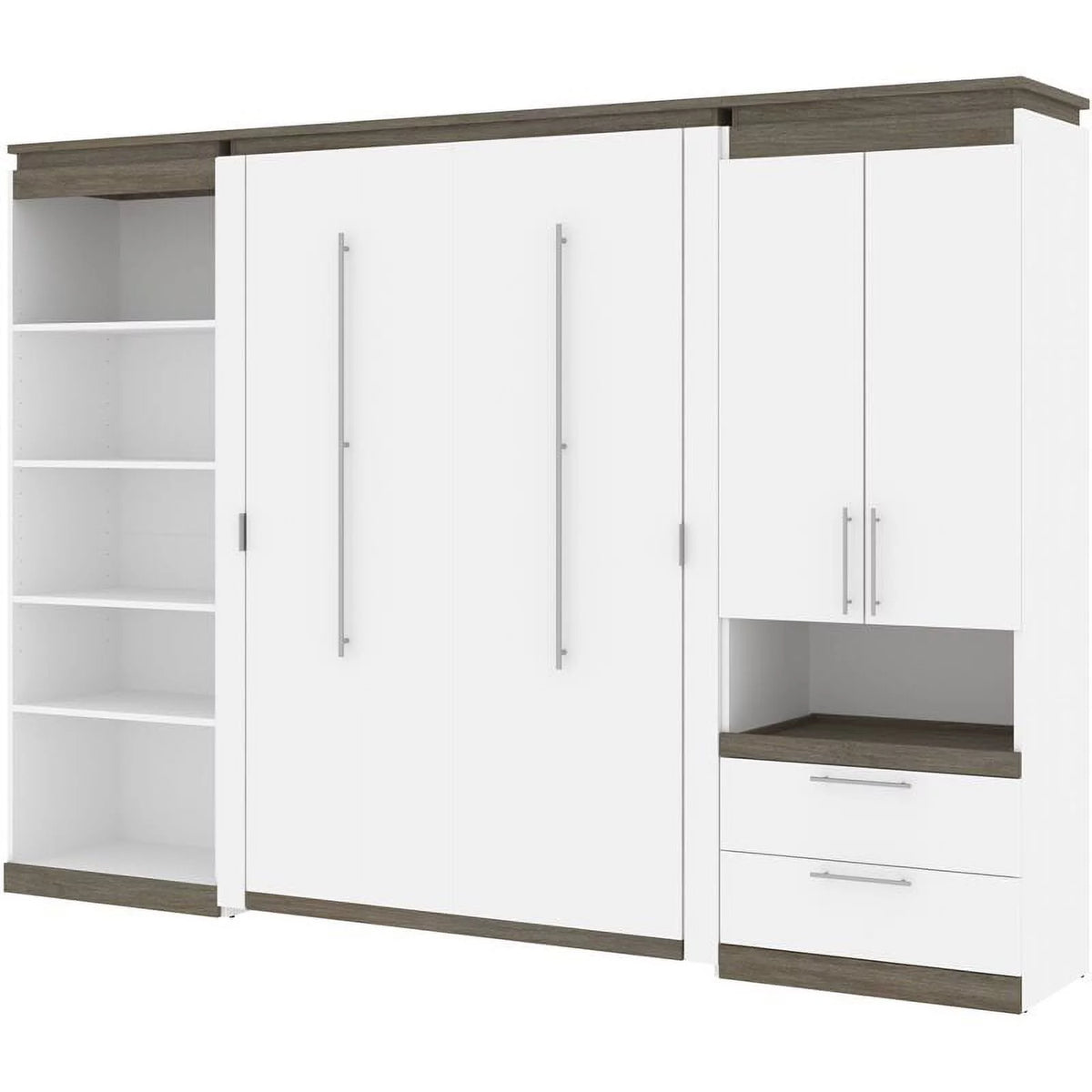 White Full Murphy Bed with Storage I602876