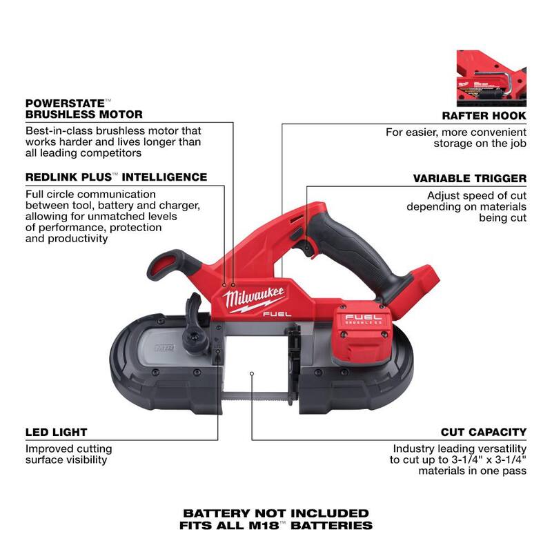 18V Lithium-Ion Brushless Cordless Compact Bandsaw and SDS Plus Rotary Hammer W219