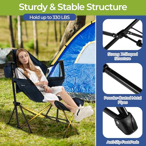 Folding Camp Chair with Detachable Footrest and Carrying Bag B80042