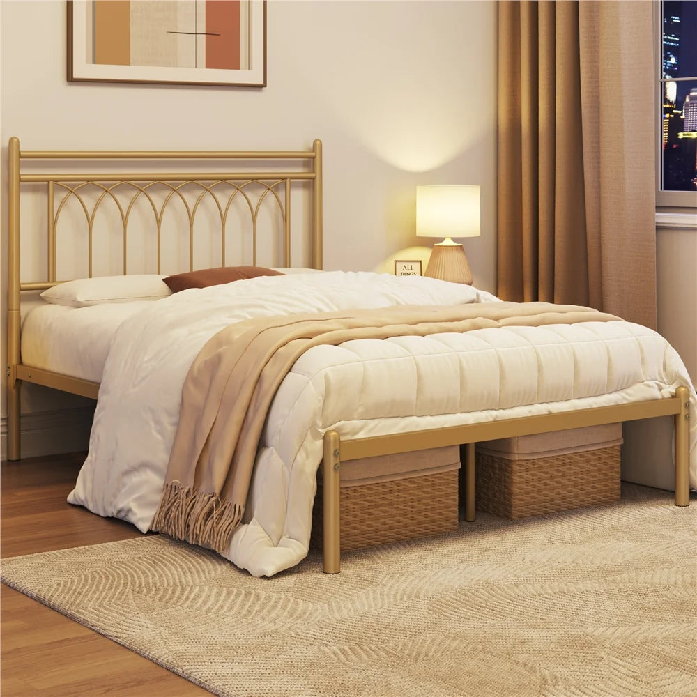 Metal Platform Bed with Headboard T732317