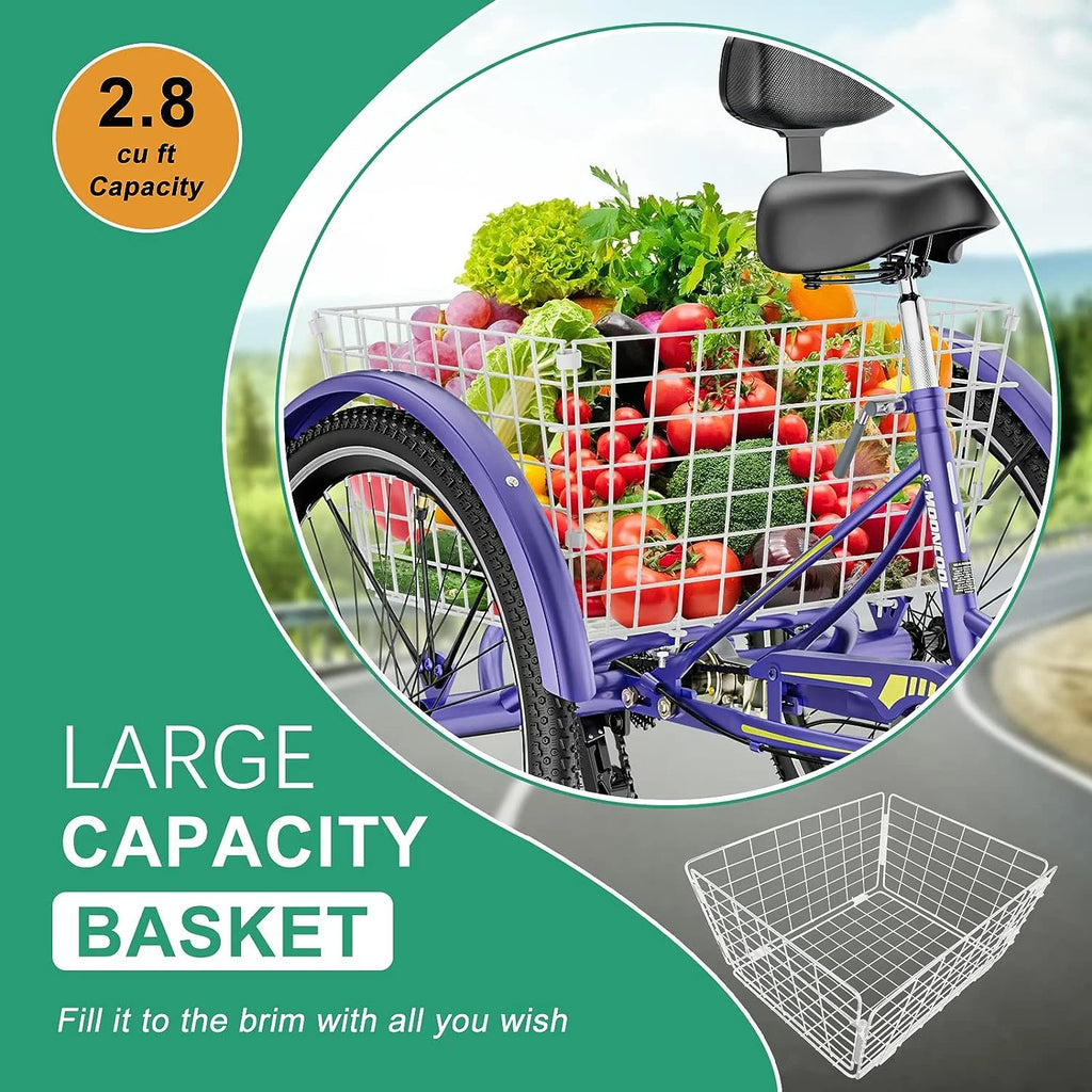 Purple Adult Tricycles with Removable Shopping Basket I26699