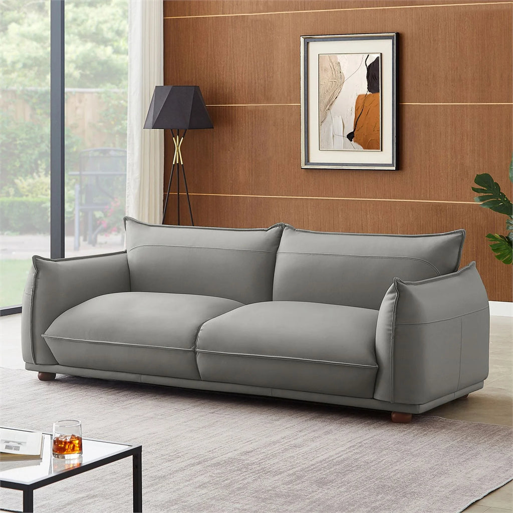 Gray Leather Living Room Couch Q910561